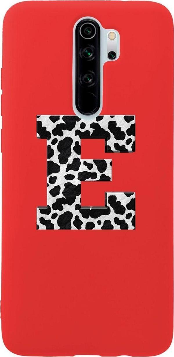 Butikcase Xiaomi Redmi Note 8 Pro E Harfi Desenli Premium Silikonlu Lansman Kırmızı Telefon Kılıfı - Image 1