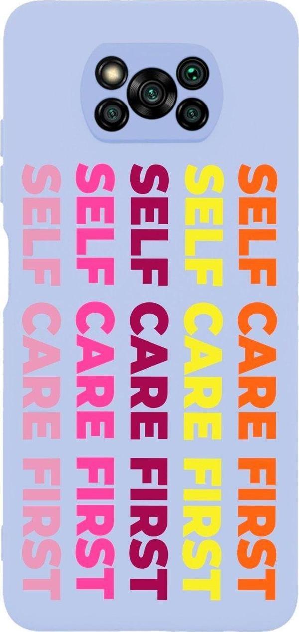 Butikcase Poco X3 Pro Self Care Fırst Desenli Premium Silikonlu Lansman Lila Telefon Kılıfı - Image 1
