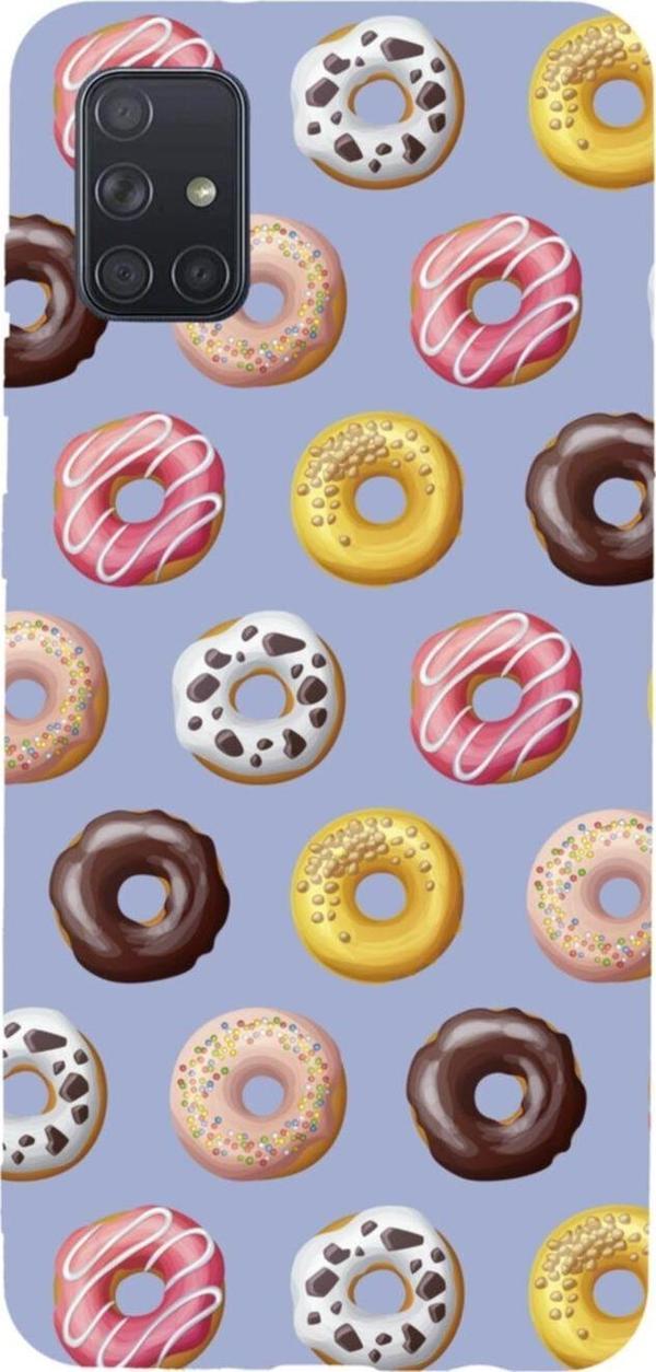 Butikcase Samsung A71 Donutlar Premium Silikonlu Lansman Lila Telefon Kılıfı - Image 1