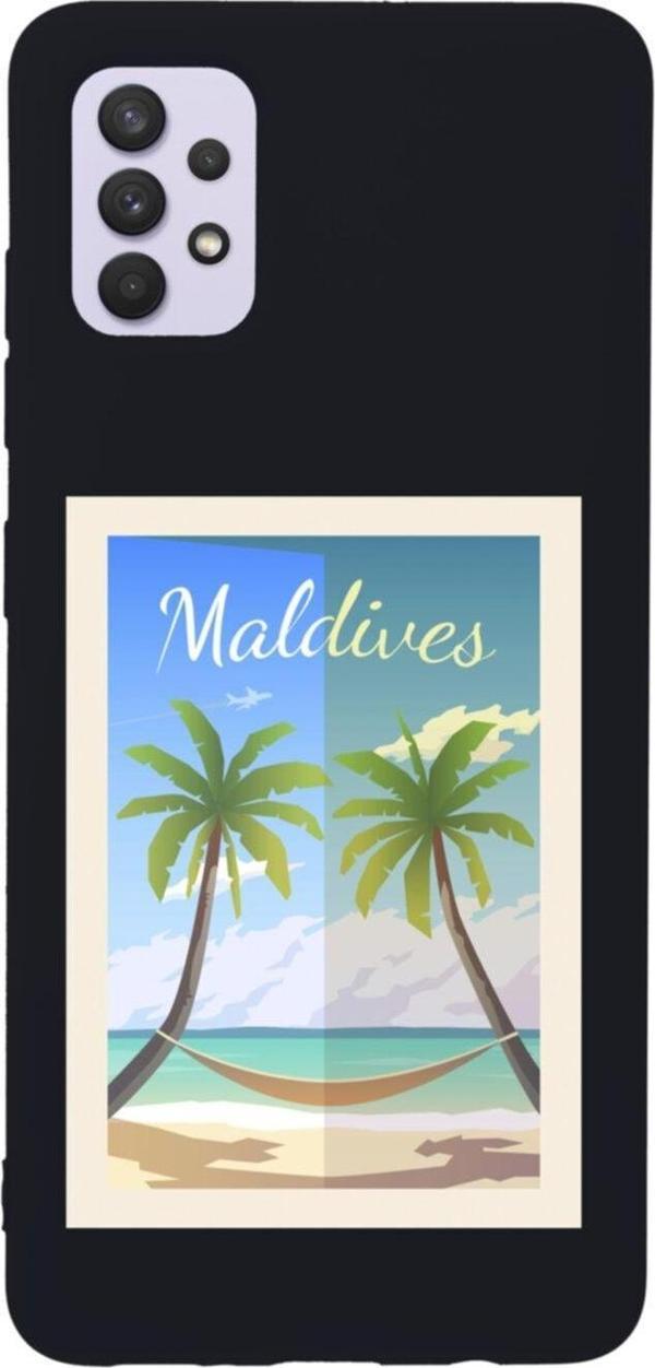 Butikcase Samsung A32 Maldives Premium Silikonlu Lansman Siyah Telefon Kılıfı - Image 1