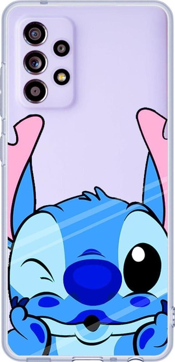 Mooodcase Galaxy A32 Uyumlu Stitch Desenli Premium Şeffaf Silikonlu Telefon Kılıfı - Image 1