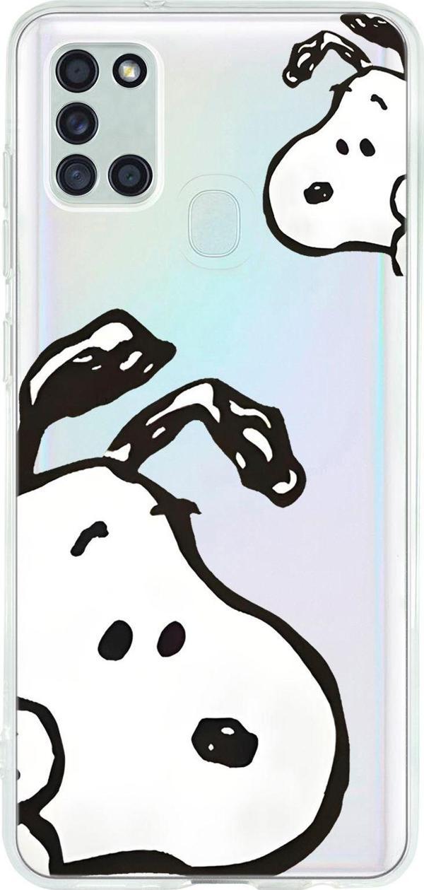 Mooodcase Galaxy A21S Uyumlu Cool Doggo Desenli Şeffaf Silikonlu Telefon Kılıfı - Image 1
