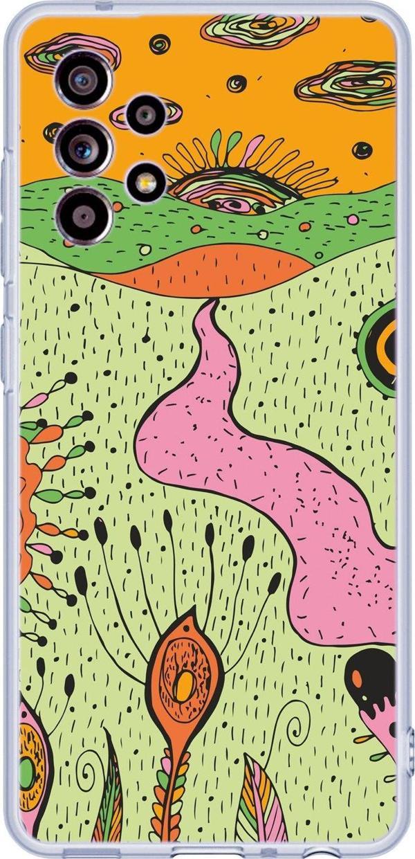Mooodcase Galaxy A72 Uyumlu Renkli Düşler Desenli Şeffaf Silikonlu Telefon Kılıfı - Image 1