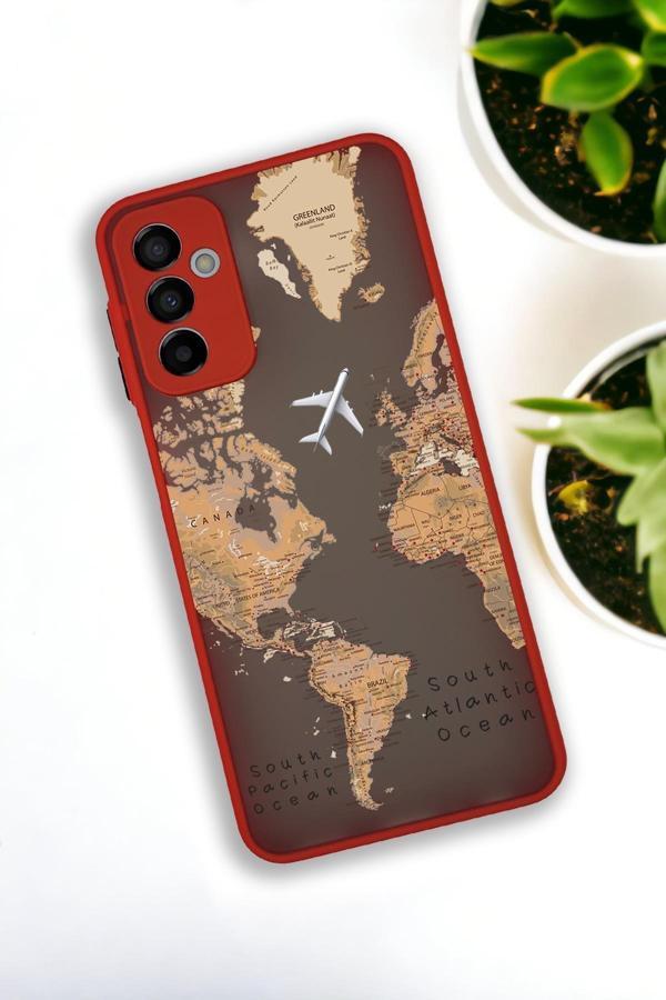 Mooodcase M23 Uyumlu Dünya Harita Desenli Buzlu Şeffaf Lüx Telefon Kılıfı - Image 1
