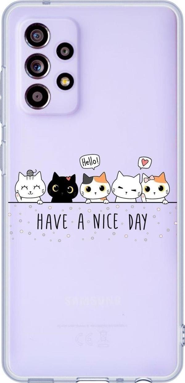 Mooodcase Galaxy A52 Uyumlu Şirin Kedicikler Desenli Premium Şeffaf Silikonlu Telefon Kılıfı - Image 1