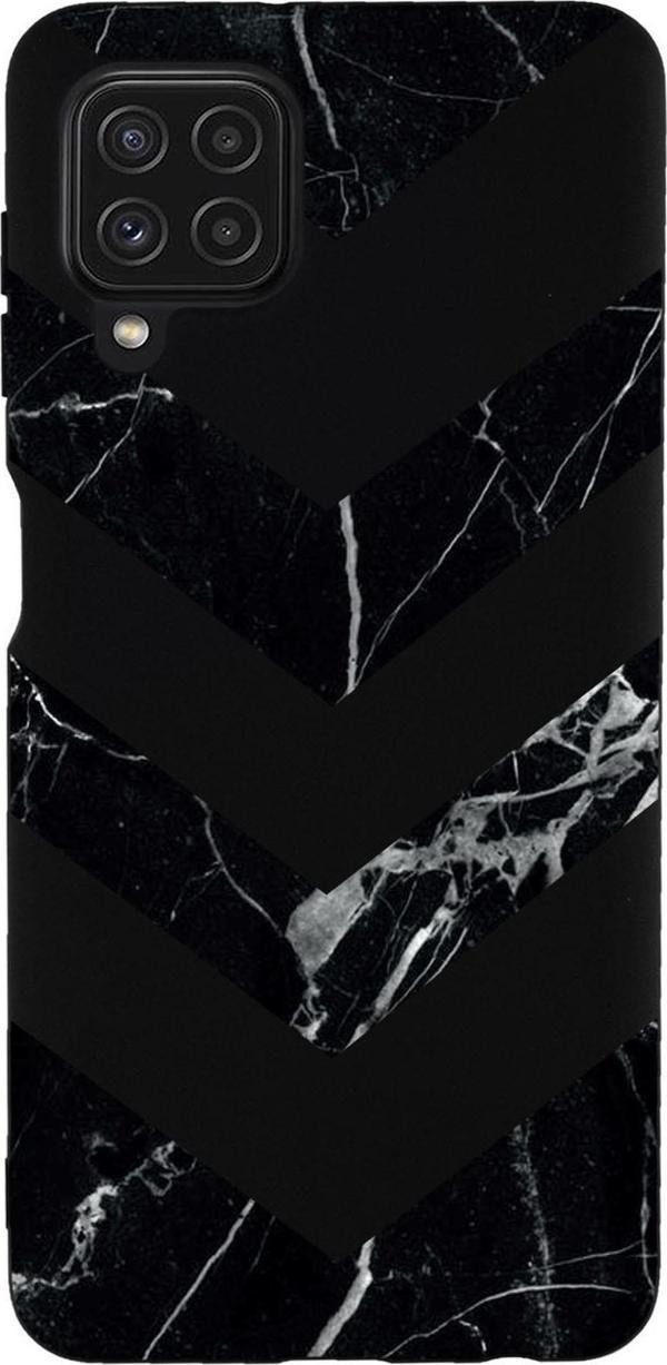 Mooodcase Galaxy A22 Uyumlu Mermer Üçgen Desenli Premium Silikonlu Lansman Telefon Kılıfı - Image 1