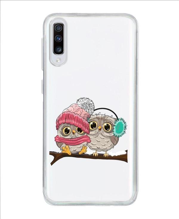 Mooodcase Bereli Baykuşlar Tasarımlı Samsung A70 Şeffaf Telefon Kılıfı - Image 1