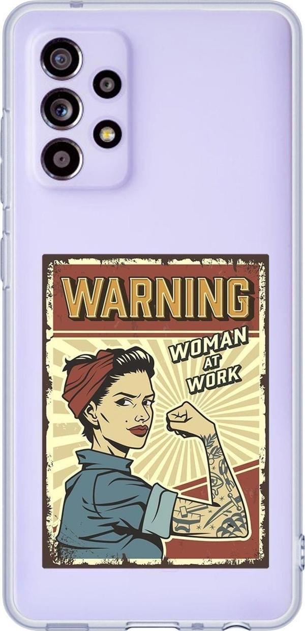 Mooodcase Galaxy A52 Uyumlu Women At Work Desenli Premium Şeffaf Silikonlu Telefon Kılıfı - Image 1