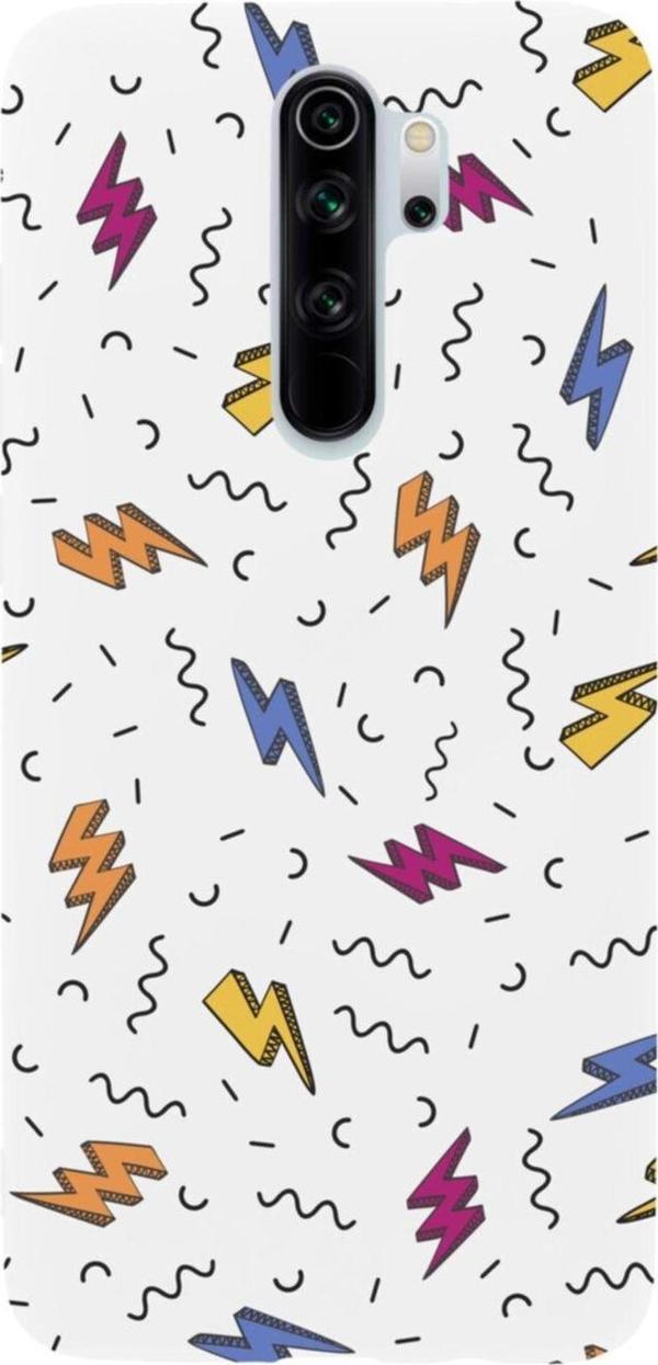 Butikcase Xiaomi Redmi Note 8 Pro Şimşekler Tasarımlı Premium Silikonlu Lansman Beyaz Telefon Kılıfı - Image 1