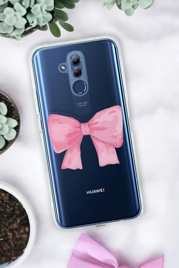 Mooodcase Huawei Mate 20 Lite Uyumlu Pembe Kurdele Premium Şeffaf Silikon Kılıf - Image 1