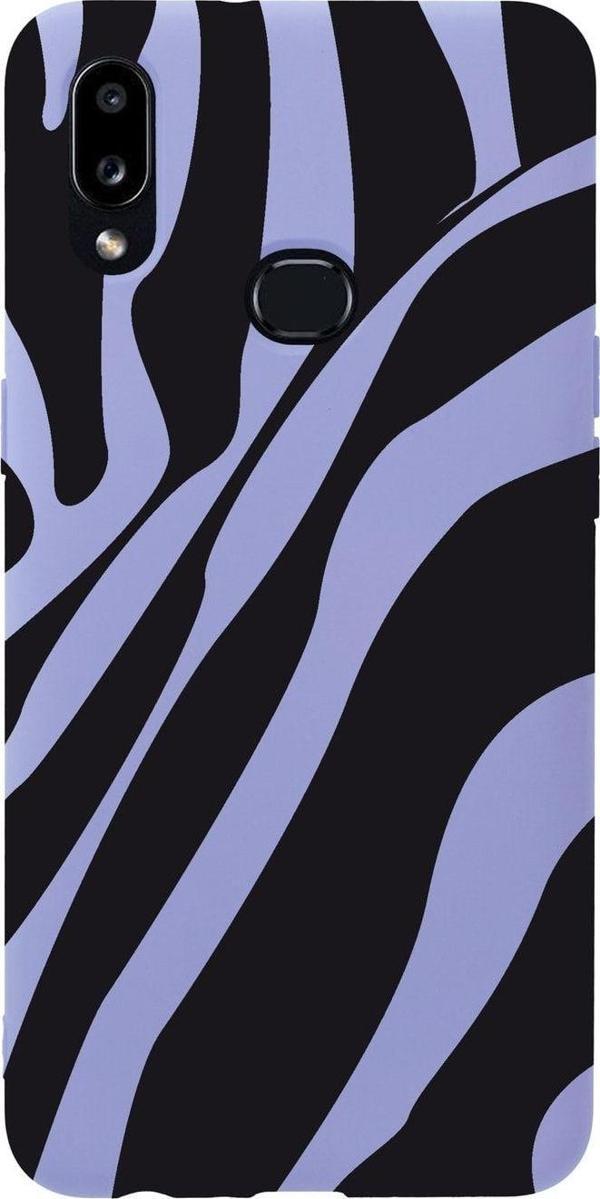 Mooodcase Samsung A10S Zebra Desenli Premium Silikonlu Lila Telefon Kılıfı - Image 1