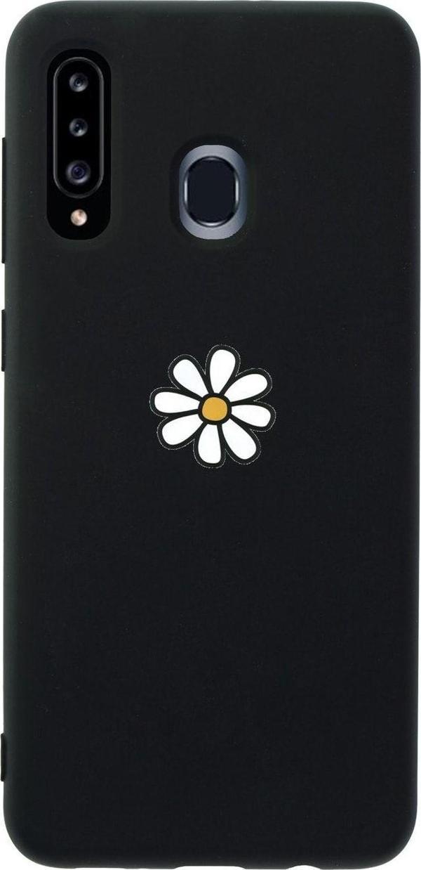 Mooodcase Samsung A20S Papatya Premium Silikonlu Siyah Telefon Kılıfı - Image 1