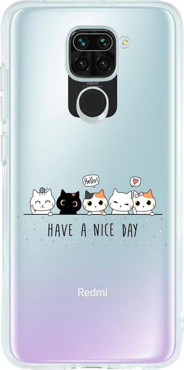 Mooodcase Redmi Note 9 Uyumlu Şirin Kedicikler Tasarımlı Premium Şeffaf Silikon Kılıf - Image 1