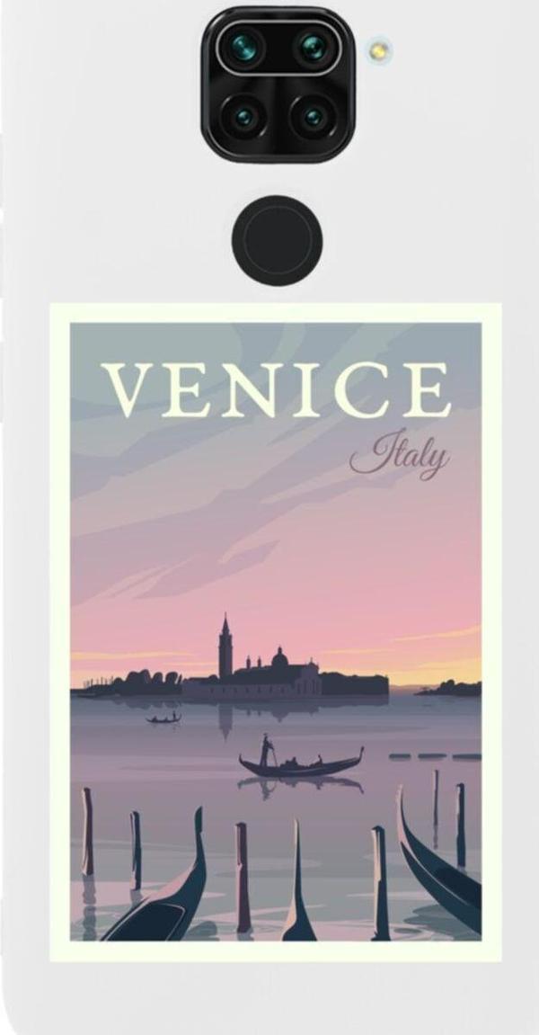 Butikcase Xiaomi Redmi Note 9 Venice Italy Tasarımlı Premium Silikonlu Lansman Beyaz Telefon Kılıfı - Image 1