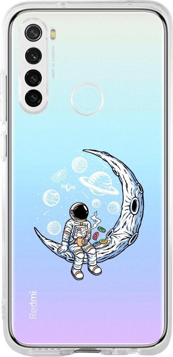 Mooodcase Redmi Note 8 Uyumlu Astronot Tasarımlı Premium Şeffaf Silikon Kılıf - Image 1