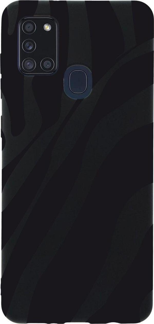 Mooodcase Samsung A21S Zebra Desenli Premium Silikonlu Siyah Telefon Kılıfı - Image 1
