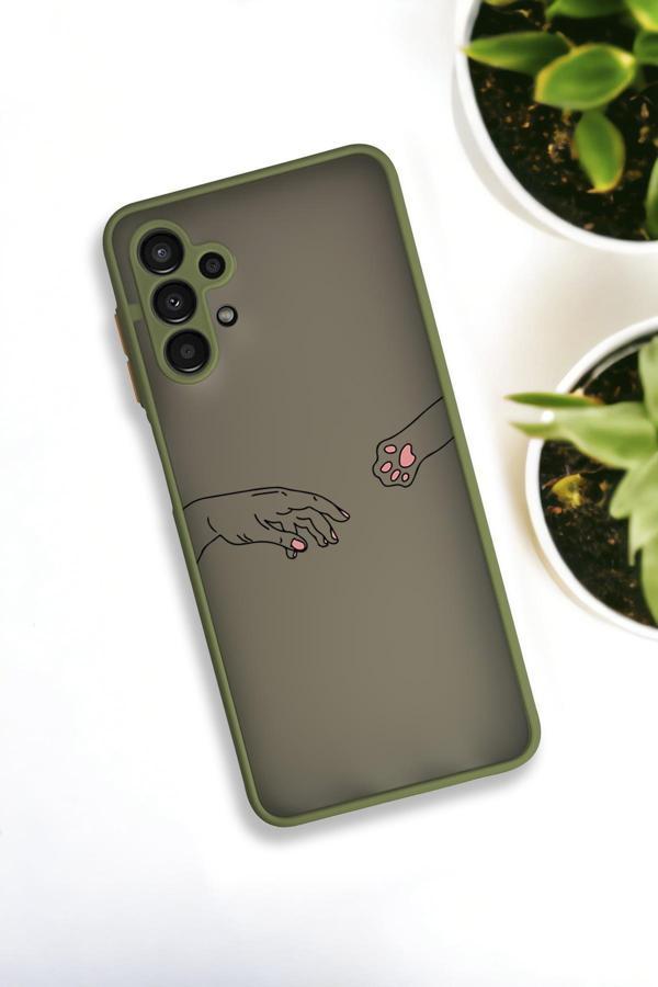 Mooodcase Samsung A13 Uyumlu Hand And Paw Desenli Buzlu Şeffaf Lüx Telefon Kılıfı - Image 1