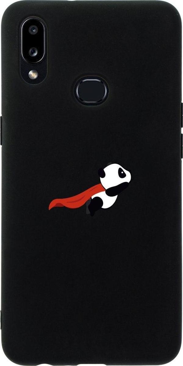 Mooodcase Samsung A10S Uçan Panda Premium Silikonlu Siyah Telefon Kılıfı - Image 1