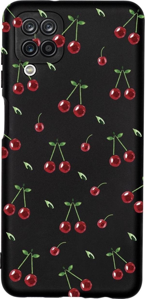 Mooodcase Samsung A12 Uyumlu Kiraz Desenli Premium Silikonlu Telefon Kılıfı - Image 1
