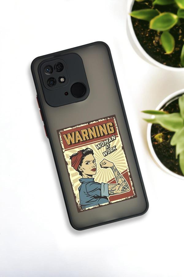 Mooodcase Xiaomi Redmi 10C Uyumlu Women At Work Desenli Buzlu Şeffaf Lüx Telefon Kılıfı - Image 1
