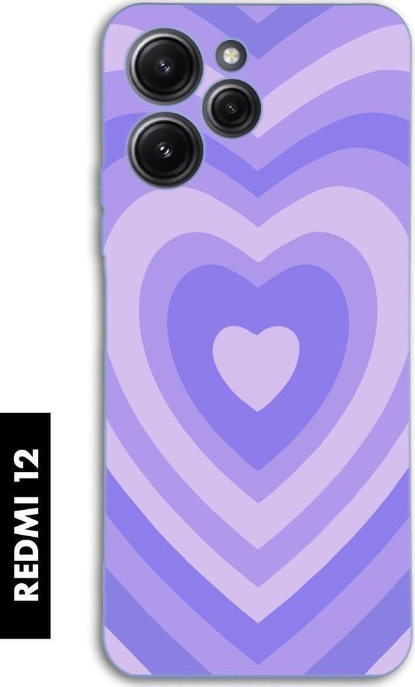 Mooodcase Xiaomi Redmi 12 Uyumlu Mor Kalpler Desenli Premium Silikonlu Lansman Telefon Kılıfı - Image 1
