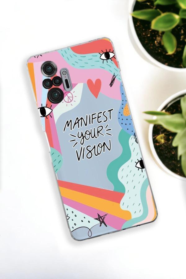 Mooodcase Xiaomi Redmi Note 10 Pro Uyumlu Manifest Desenli Premium Silikonlu Şeffaf Telefon Kılıfı - Image 1