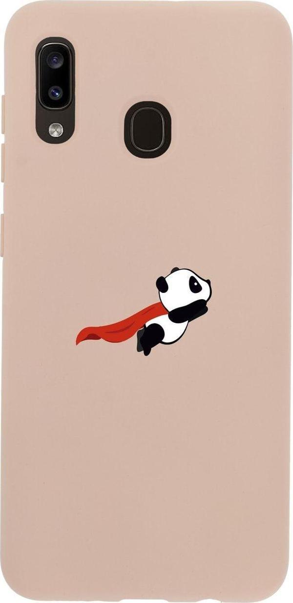 Mooodcase Samsung A30 Uçan Panda Premium Silikonlu Pembe Telefon Kılıfı - Image 1