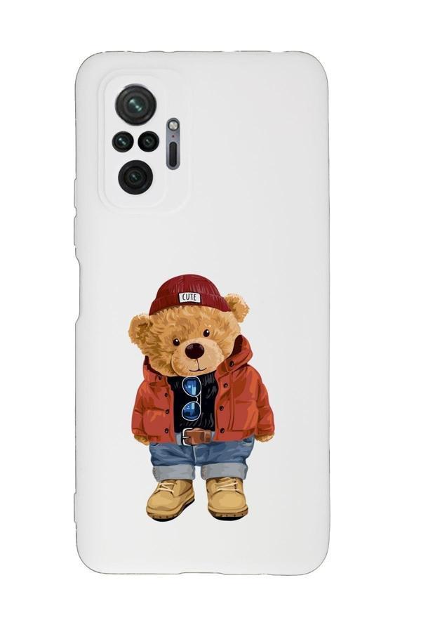 Mooodcase Xiaomi Redmi Note 10 Pro Uyumlu Teddy Bear Desenli Premium Silikonlu Lansman Telefon Kılıfı - Image 1