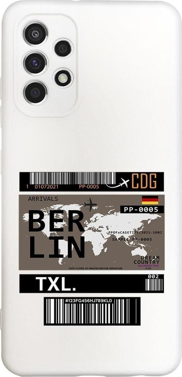 Mooodcase Samsung A23 Uyumlu Berlin Ticket Desenli Premium Silikonlu Lansman Telefon Kılıfı - Image 1