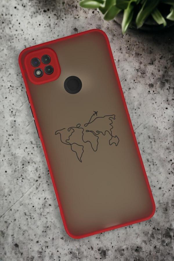 Mooodcase Xiaomi Redmi 9C Uyumlu Dünya Harita Rota Desenli Buzlu Şeffaf Lüx Telefon Kılıfı - Image 1