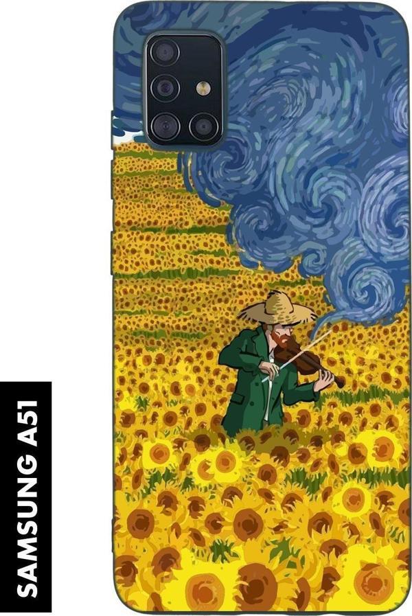 Mooodcase Samsung A51 Uyumlu Sarı Çiçekler Desenli Premium Silikonlu Lansman Telefon Kılıfı - Image 1