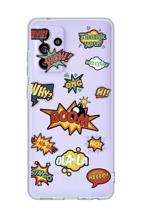 Mooodcase Samsung A32 Stickers Desenli Premium Şeffaf Silikon Kılıf - Image 1
