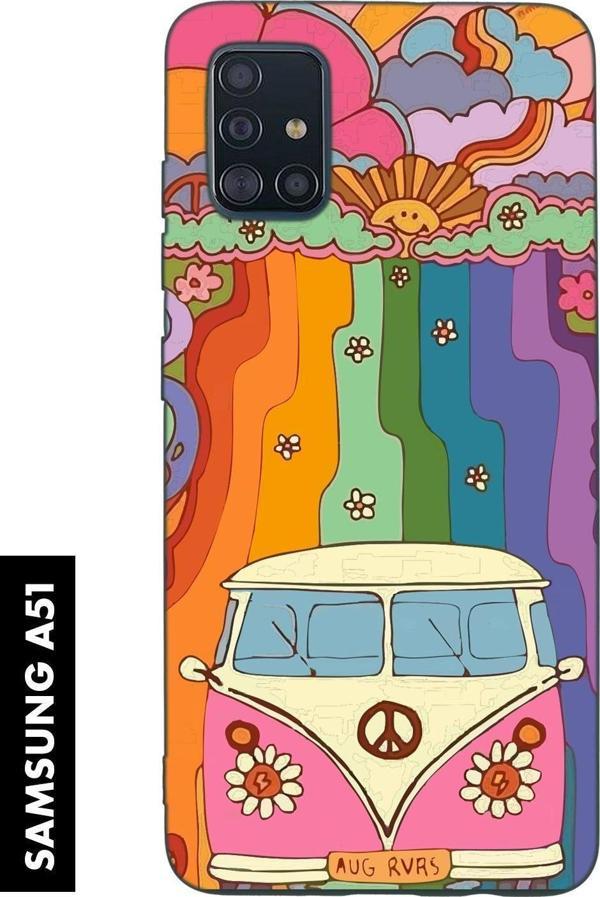 Mooodcase Samsung A51 Uyumlu Sevimli Karavan Desenli Premium Silikonlu Lansman Telefon Kılıfı - Image 1