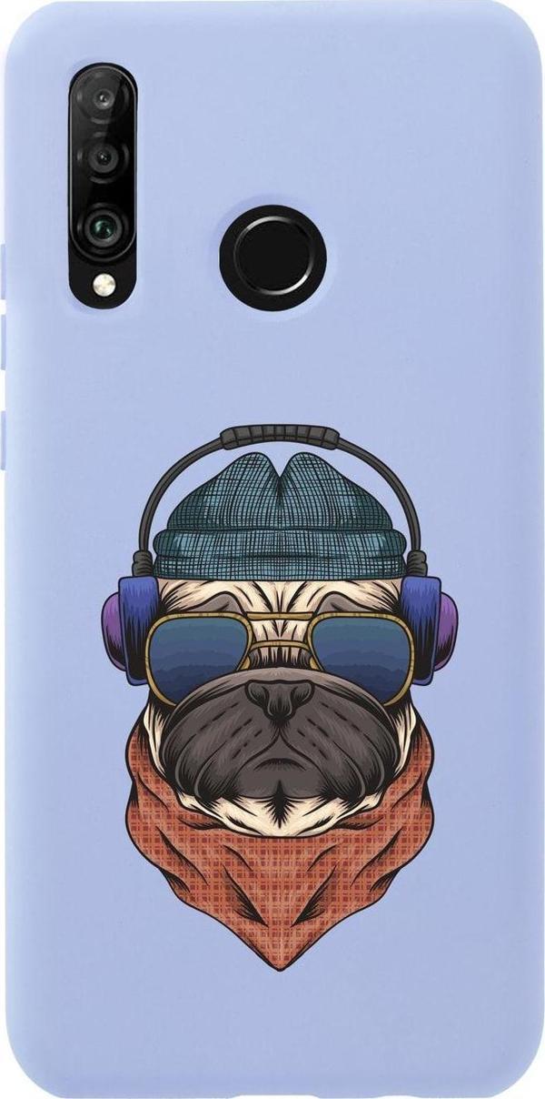 Mooodcase Huawei P30 Lite Pug Premium Silikonlu Lila Telefon Kılıfı - Image 1