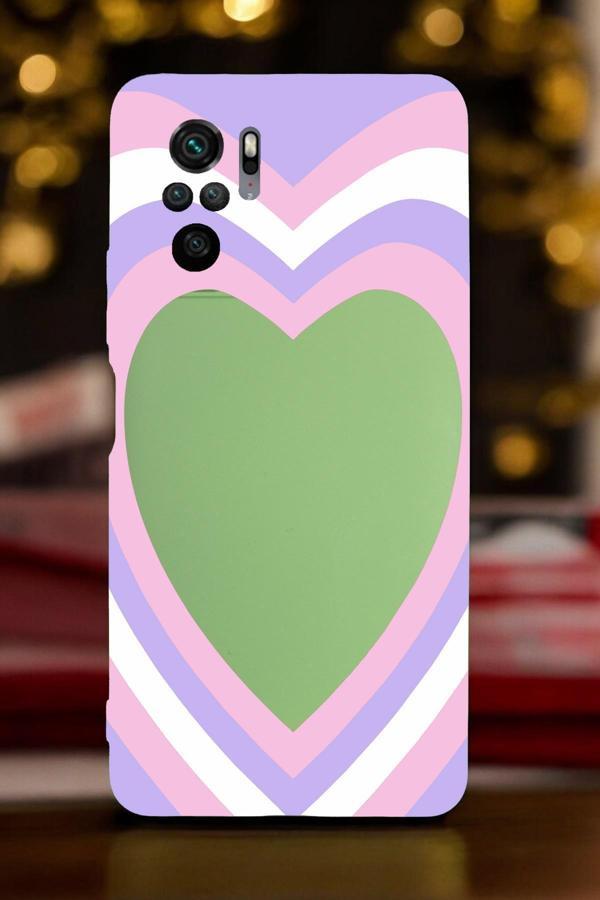 Mooodcase Xiaomi Redmi Note 10/10S Uyumlu Purple Heart Desenli Premium Silikonlu Lansman Telefon Kılıfı - Image 1
