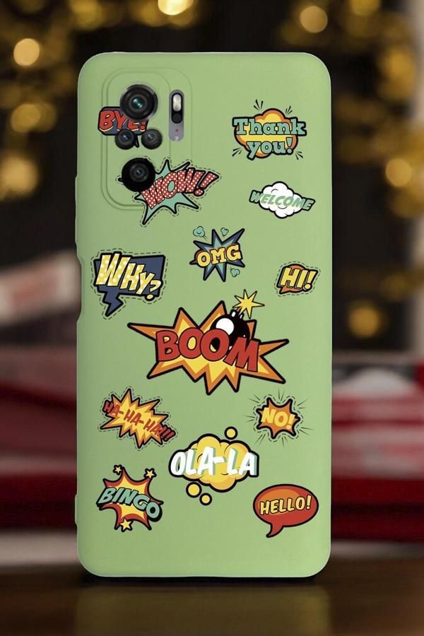Mooodcase Xiaomi Redmi Note 10/10S Uyumlu Stickers Desenli Premium Silikonlu Lansman Telefon Kılıfı - Image 1