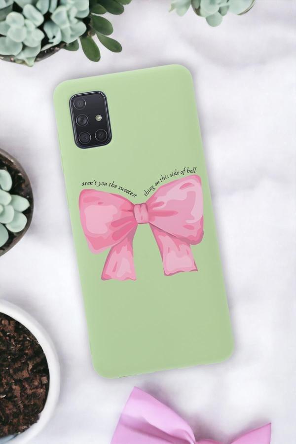 Mooodcase Samsung A71 Uyumlu Pembe Kurdele Premium Silikonlu Telefon Kılıfı - Image 1