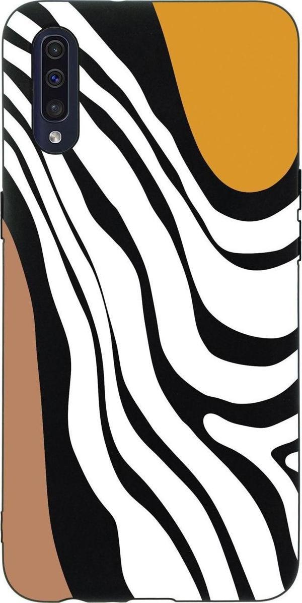 Mooodcase Samsung A50 Modern Art Premium Silikonlu Siyah Telefon Kılıfı - Image 1