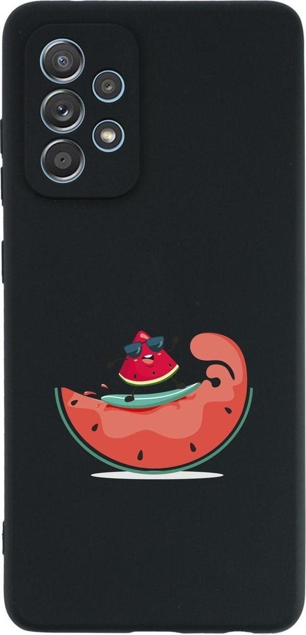 Mooodcase Samsung A52 Sörfçü Karpuz Premium Silikonlu Siyah Telefon Kılıfı - Image 1