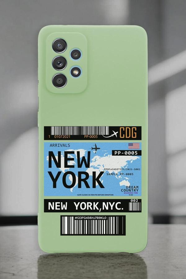 Mooodcase Samsung A72 Uyumlu New York Ticket Desenli Premium Silikonlu Lansman Telefon Kılıfı - Image 1