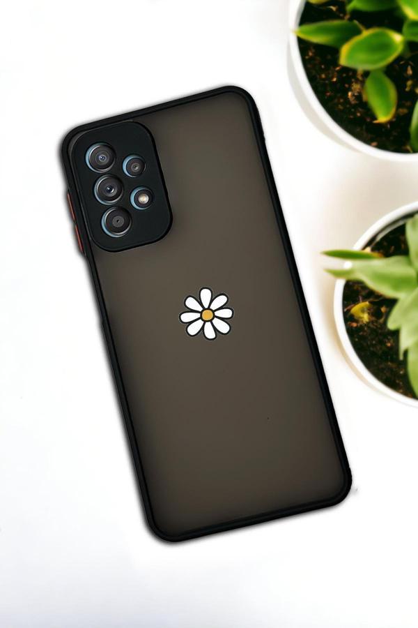 Mooodcase Samsung A72 Uyumlu Papatya Desenli Buzlu Şeffaf Lüx Telefon Kılıfı - Image 1