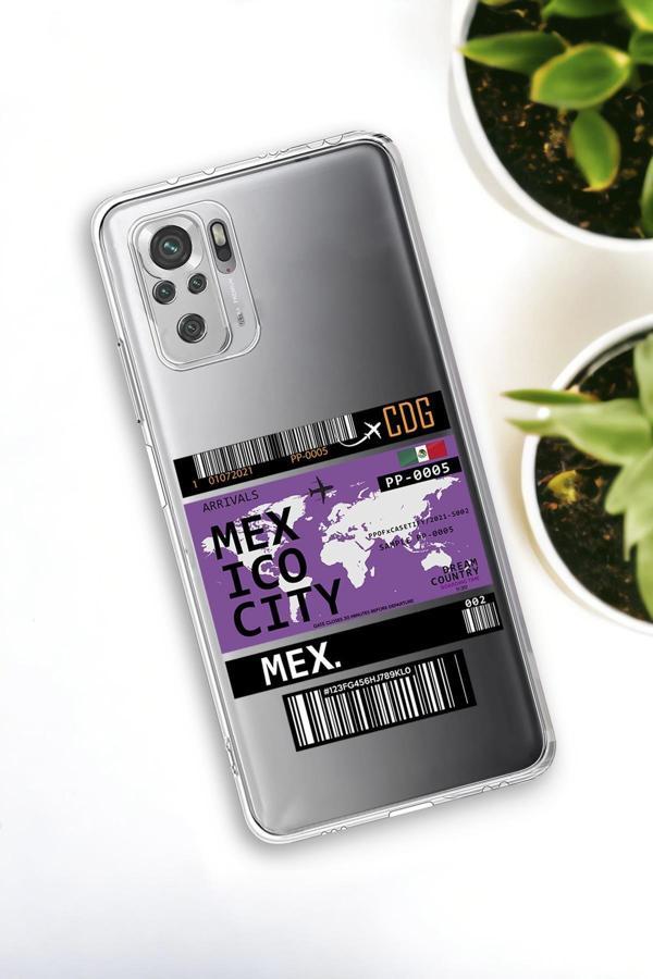 Mooodcase Xiaomi Redmi Note 10 Uyumlu Mexico Ticket Desenli Premium Silikonlu Şeffaf Telefon Kılıfı - Image 1