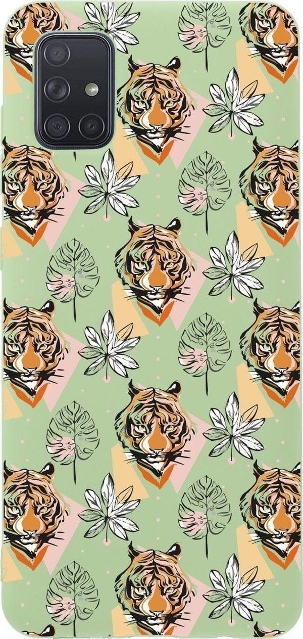 Mooodcase Samsung A71 Uyumlu Tiger Premium Silikonlu Yeşil Telefon Kılıfı - Image 1