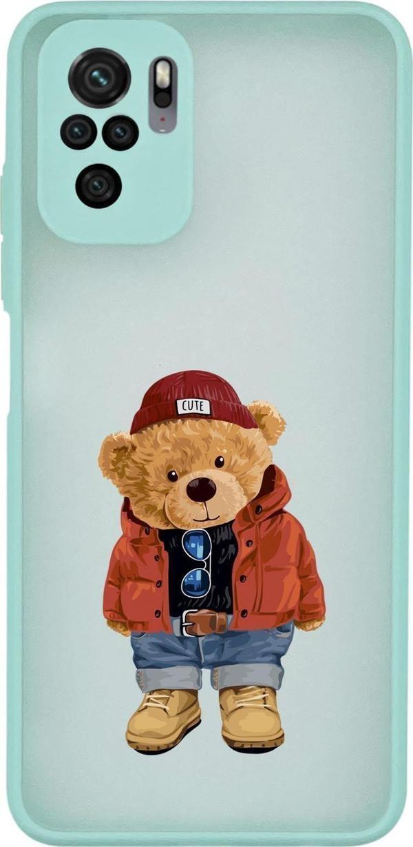 Mooodcase Xiaomi Redmi Note 10 Uyumlu Teddy Bear Desenli Kamera Korumalı Buzlu Şeffaf Lüx Telefon Kılıfı - Image 1