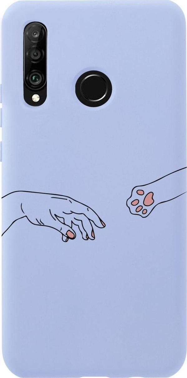 Mooodcase Huawei P30 Lite Hand And Paw Premium Silikonlu Lila Telefon Kılıfı - Image 1