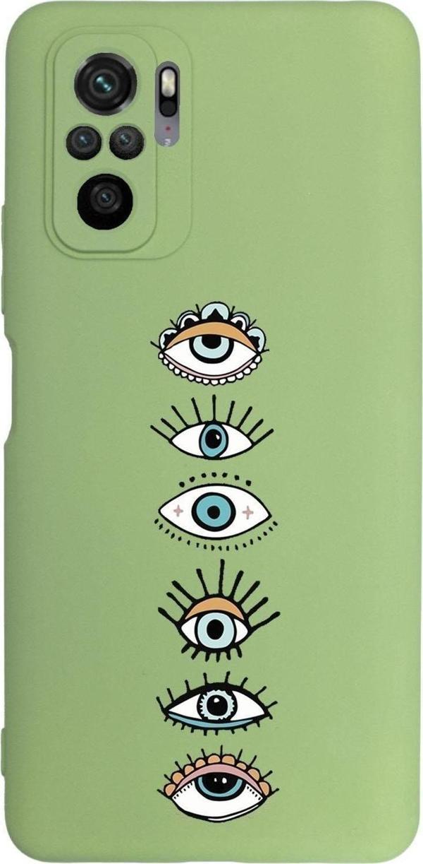 Mooodcase Xiaomi Redmi Note 10 Uyumlu Renkli Gözler Desenli Premium Silikonlu Lansman Telefon Kılıfı - Image 1