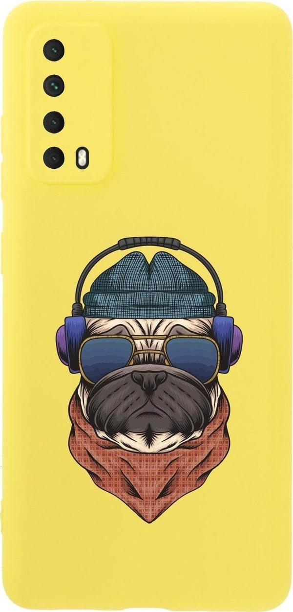 Mooodcase Huawei Psmart 2021 Pug Premium Silikonlu Sarı Telefon Kılıfı - Image 1
