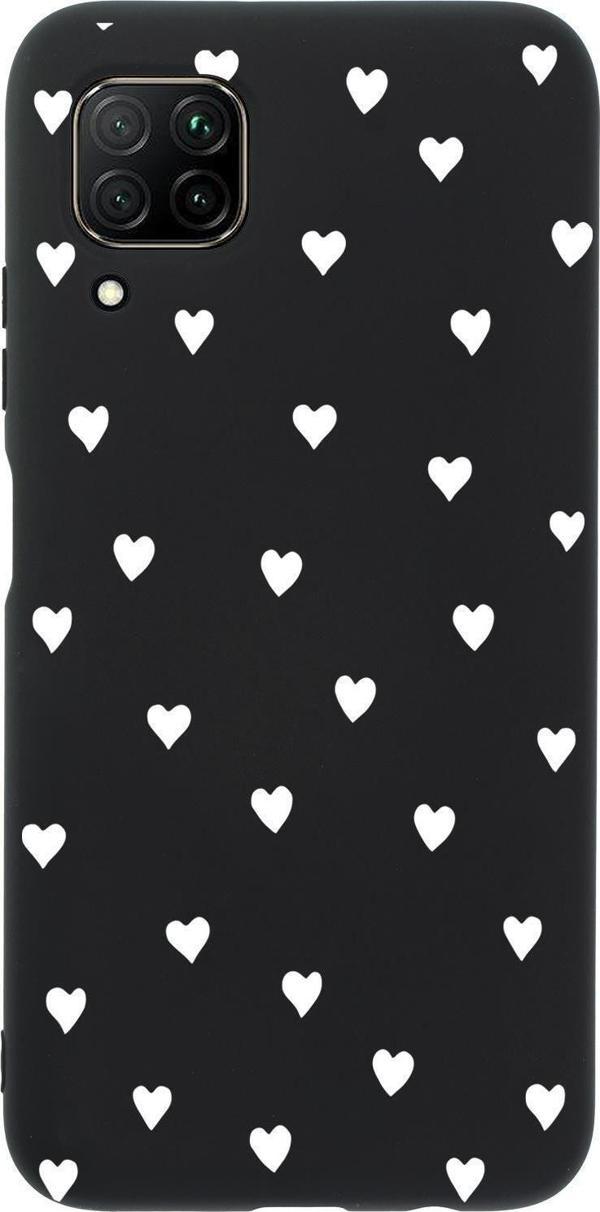 Mooodcase Huawei P40 Lite Uyumlu Siyah Kalpler Desenli Premium Silikonlu Telefon Kılıfı - Image 1