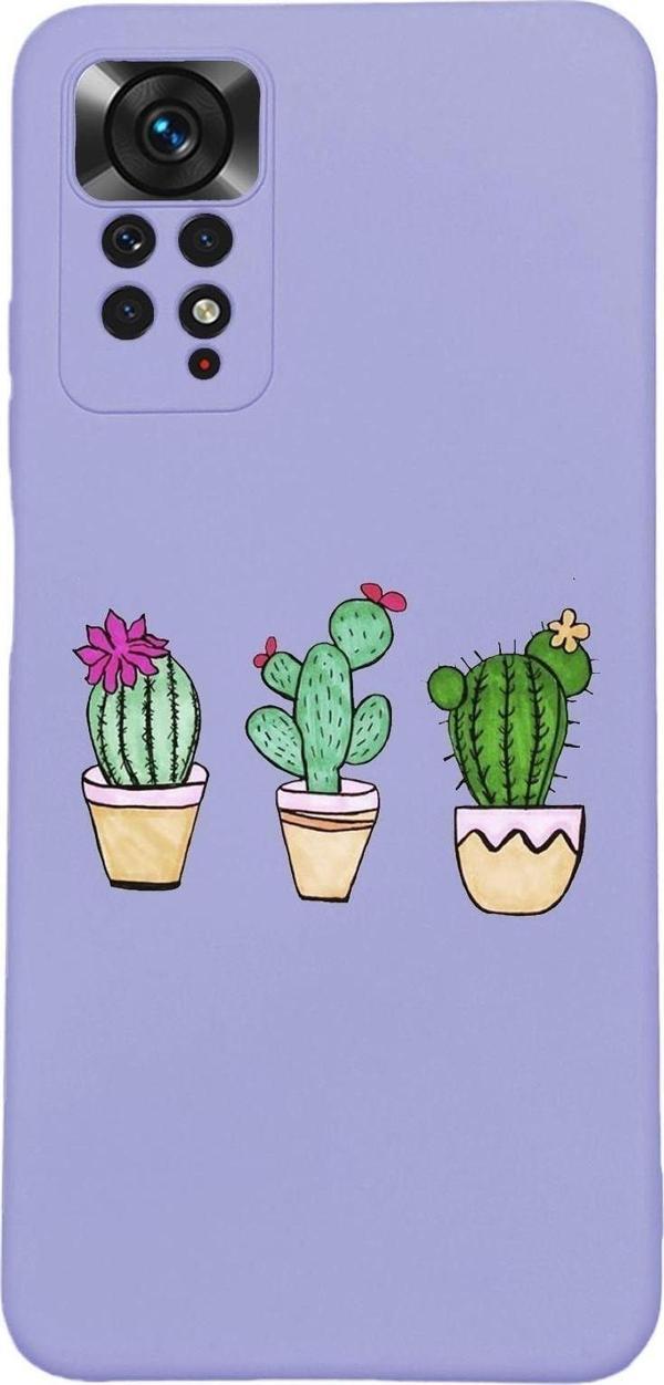 Mooodcase Xiaomi Redmi Note 11 Uyumlu Üçlü Kaktüs Desenli Premium Silikonlu Lansman Telefon Kılıfı - Image 1