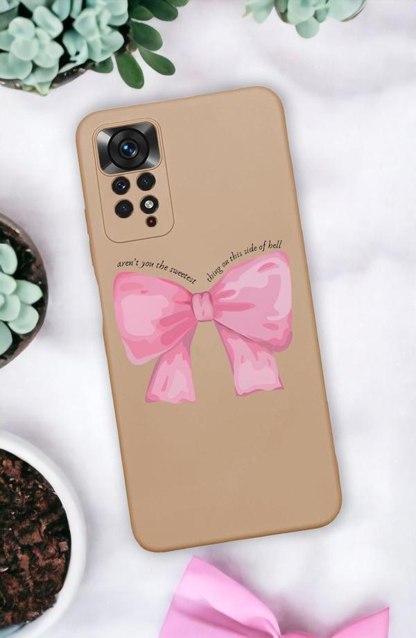 Mooodcase Xiaomi Redmi Note 12 Pro Uyumlu Uyumlu Pembe Kurdele Premium Silikonlu Lansman Telefon Kılıfı - Image 1